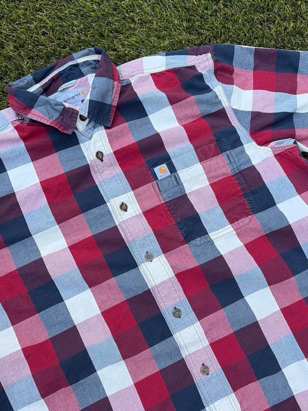 Carhartt Relaxed Fit Plaid Short Sleeve Shirt Size XL